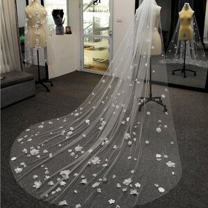 Cathedral Veil with 3D flowers